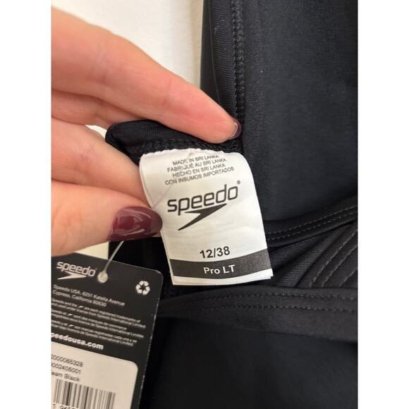 Speedo Swimsuit Women 12/38 Black ProLT Super Pro Solid One Piece Cross Back NWT - Picture 5 of 8